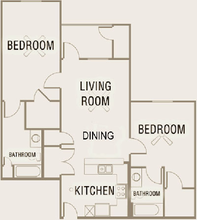 B3 - Two Bedroom / Two Bath - 1,064 Sq. Ft.*